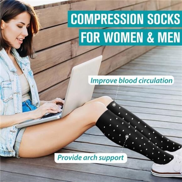 Copper Compression Socks for Women & Men (6 pairs) - Best Support for Nurses. - Picture 3 of 7